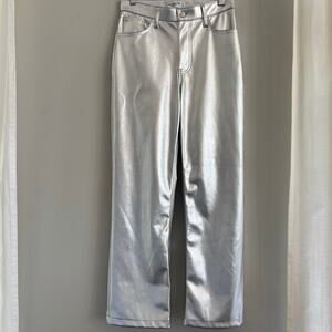 Abercrombie & Fitch Silver Metallic Faux Leather Pants Curve Love Size 4s